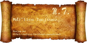 Málics Tacitusz névjegykártya